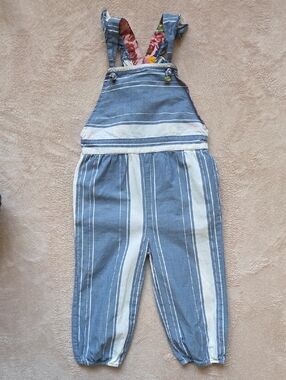 Matilda Jane X Joanna Gaines Cotton Striped Blue & White Overalls  12-18m
